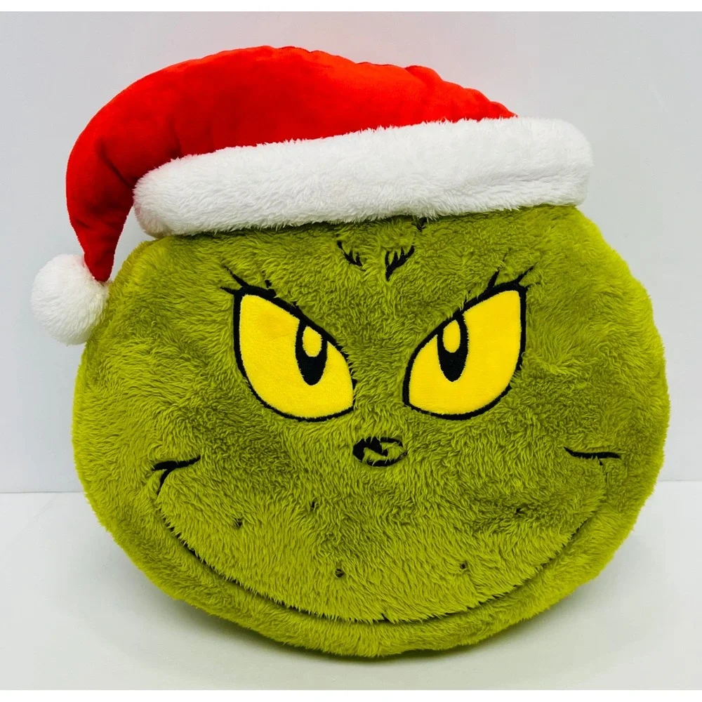 Dr Seuss The Grinch Christmas Plush Pillow Santa Hat Green Ruz 12 Inch 2024